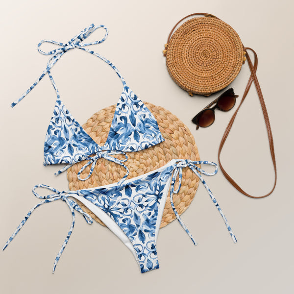 [Luxe Chic] Tapestry Blue Recycled String Bikini