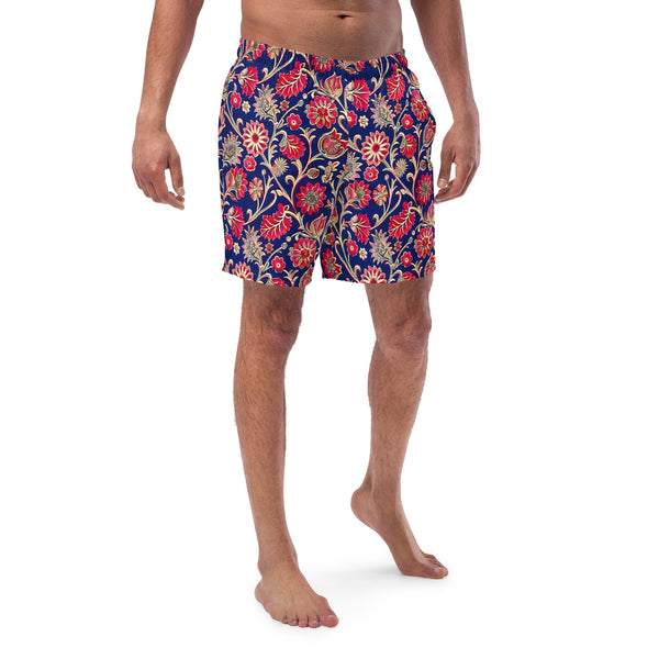 [Floral Bloom] Ruby Heritage Recycled Men's Swim Trunks