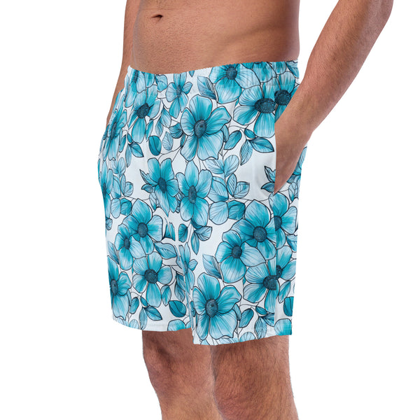 [Floral Bloom] Blue Mystique Men's Swim Trunks