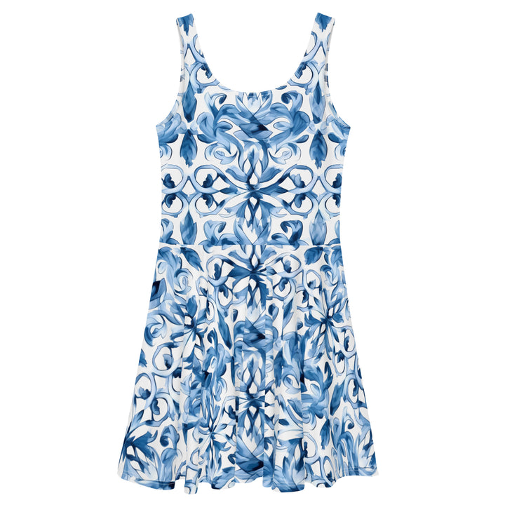 [Luxe Chic] Tapestry Blue Skater Dress Dress The Hyper Culture
