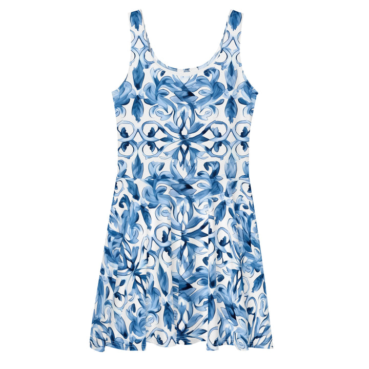 [Luxe Chic] Tapestry Blue Skater Dress Dress The Hyper Culture