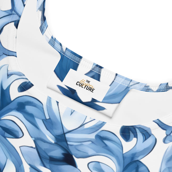 [Luxe Chic] Tapestry Blue Skater Dress Dress The Hyper Culture