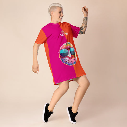 [Suga Rush] Color Block Donut T-shirt dress Dress The Hyper Culture