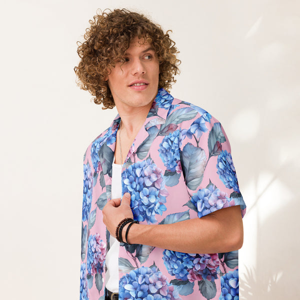 [Floral Bloom] Blushing Hydrangea Unisex Button Shirt