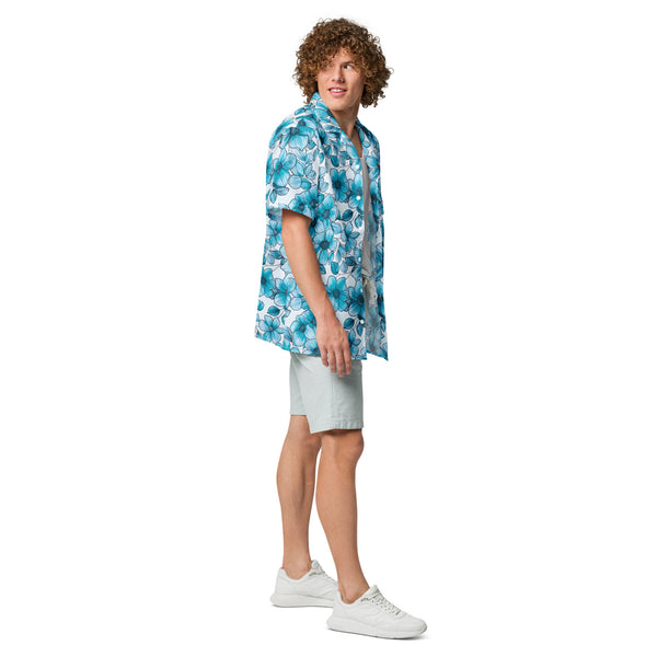 [Floral Bloom] Blue Mystique Unisex Button Shirt