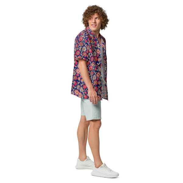 [Floral Bloom] Ruby Heritage Unisex Button Shirt