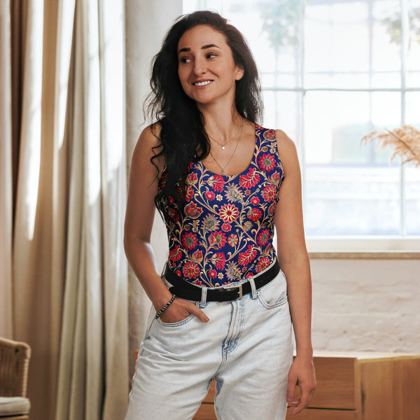 [Floral Bloom] Ruby Heritage Tank Top