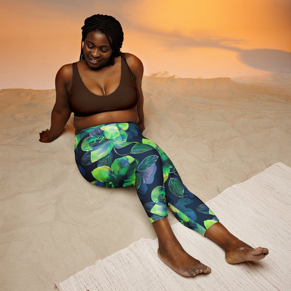 [Floral Bloom] Electric Flora Yoga Capri Leggings