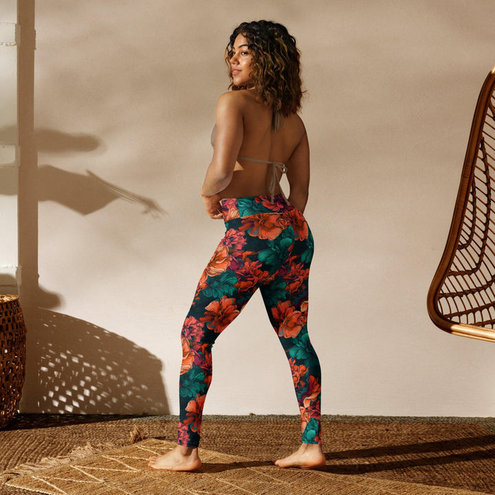 [Floral Bloom] Emerald Bliss Yoga Leggings Leggings The Hyper Culture