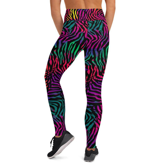 [Wild Side] Neon Zebra Yoga Leggings Leggings The Hyper Culture