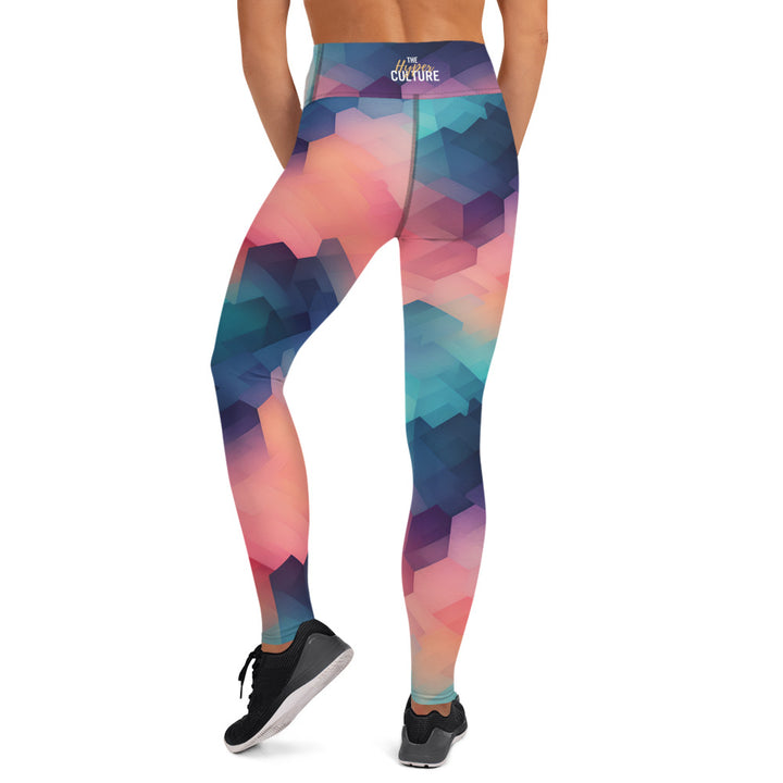 [GeoModa] Cubic Blush Yoga Leggings Leggings The Hyper Culture