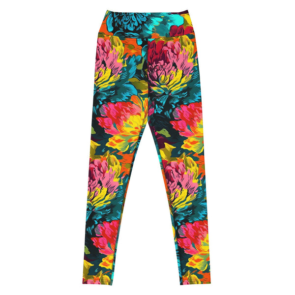 [Floral Bloom] Neon Yoga Leggings Leggings The Hyper Culture