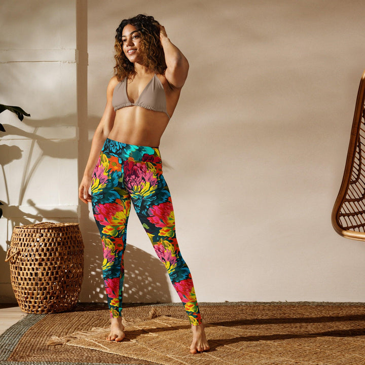 [Floral Bloom] Neon Yoga Leggings Leggings The Hyper Culture