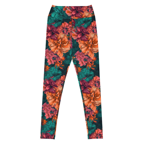 [Floral Bloom] Emerald Bliss Yoga Leggings Leggings The Hyper Culture