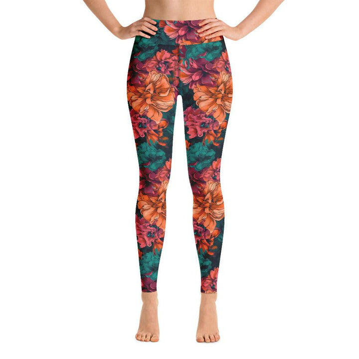 [Floral Bloom] Emerald Bliss Yoga Leggings Leggings The Hyper Culture