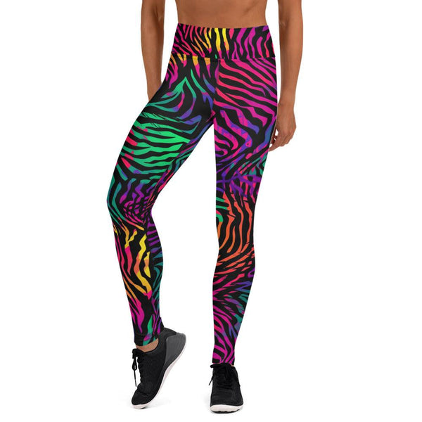 [Wild Side] Neon Zebra Yoga Leggings Leggings The Hyper Culture
