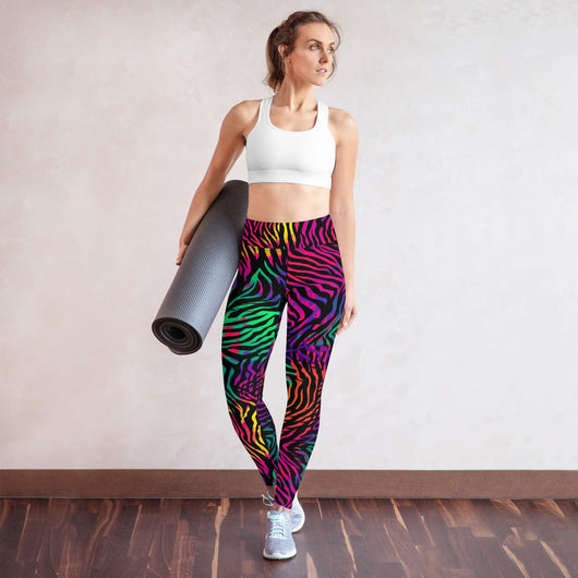 [Wild Side] Neon Zebra Yoga Leggings Leggings The Hyper Culture
