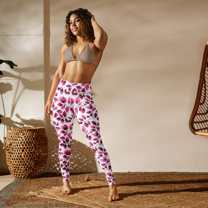[Floral Bloom] Love Leaf Yoga Leggings Leggings The Hyper Culture