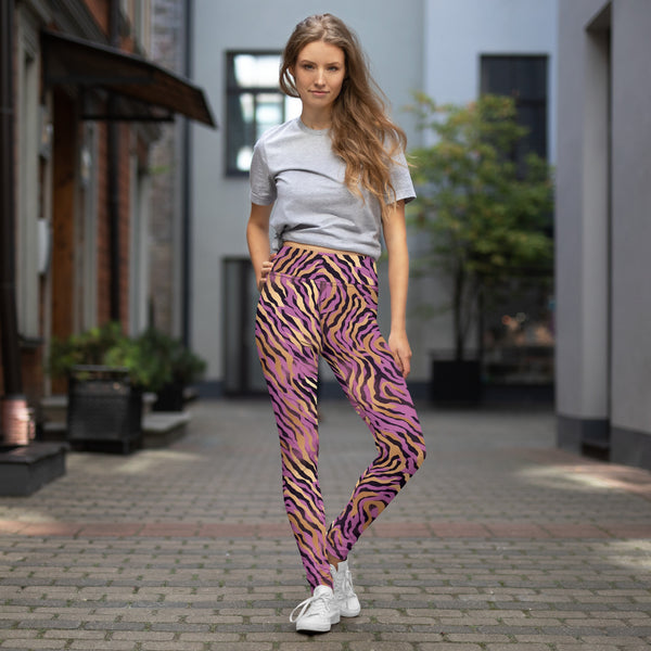 [Wild Side] Purple Stripie Yoga Leggings Leggings The Hyper Culture