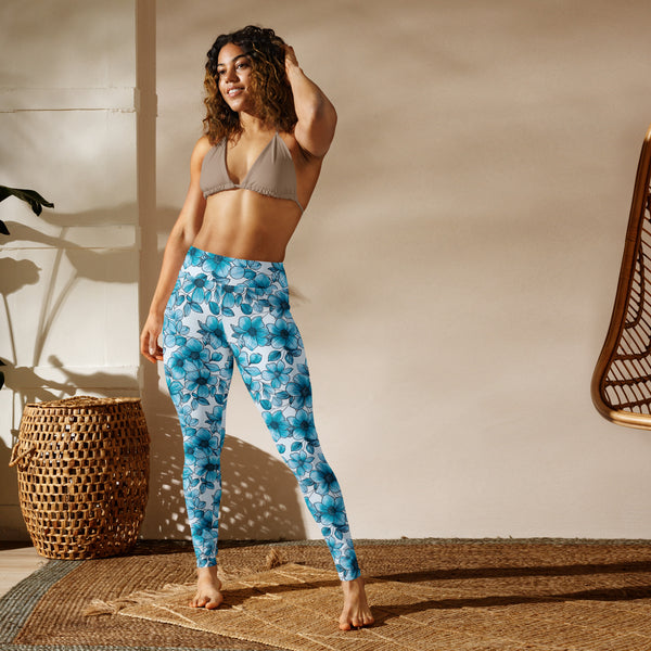 [Floral Bloom] Blue Mystique Yoga Leggings