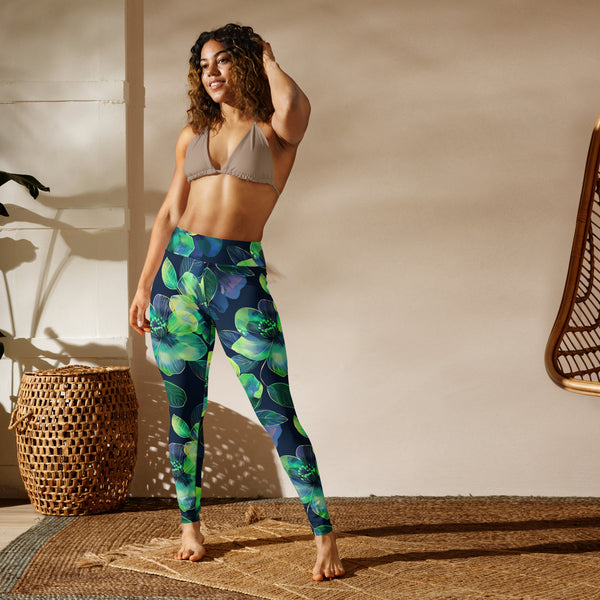 [Floral Bloom] Electric Flora Yoga Leggings