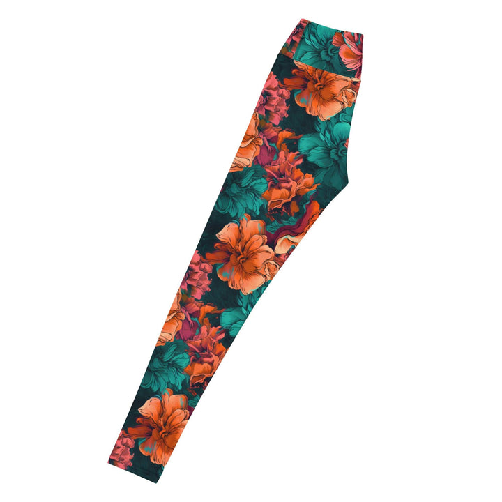 [Floral Bloom] Emerald Bliss Yoga Leggings Leggings The Hyper Culture