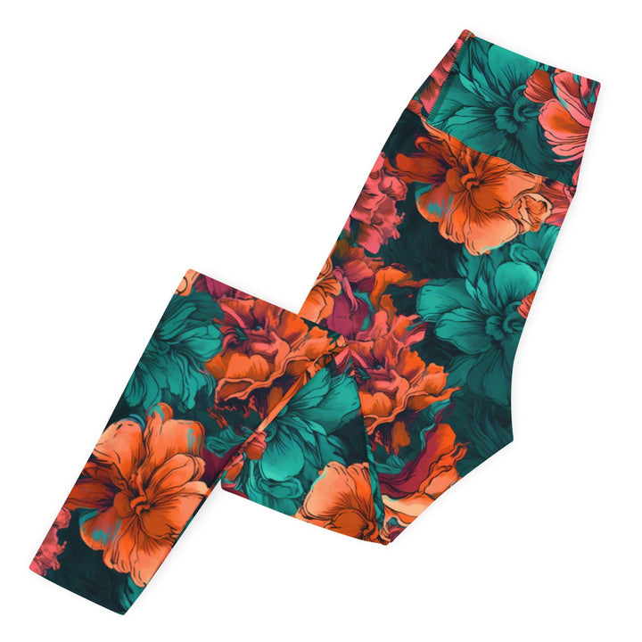 [Floral Bloom] Emerald Bliss Yoga Leggings Leggings The Hyper Culture