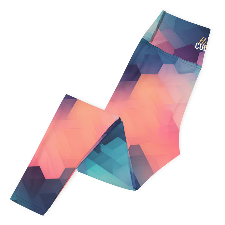 [GeoModa] Cubic Blush Yoga Leggings Leggings The Hyper Culture