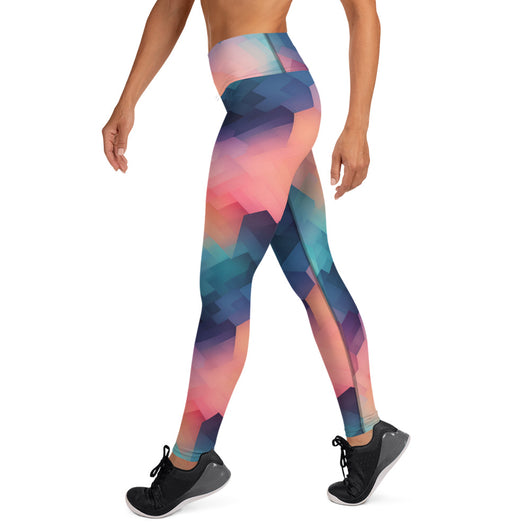 [GeoModa] Cubic Blush Yoga Leggings Leggings The Hyper Culture