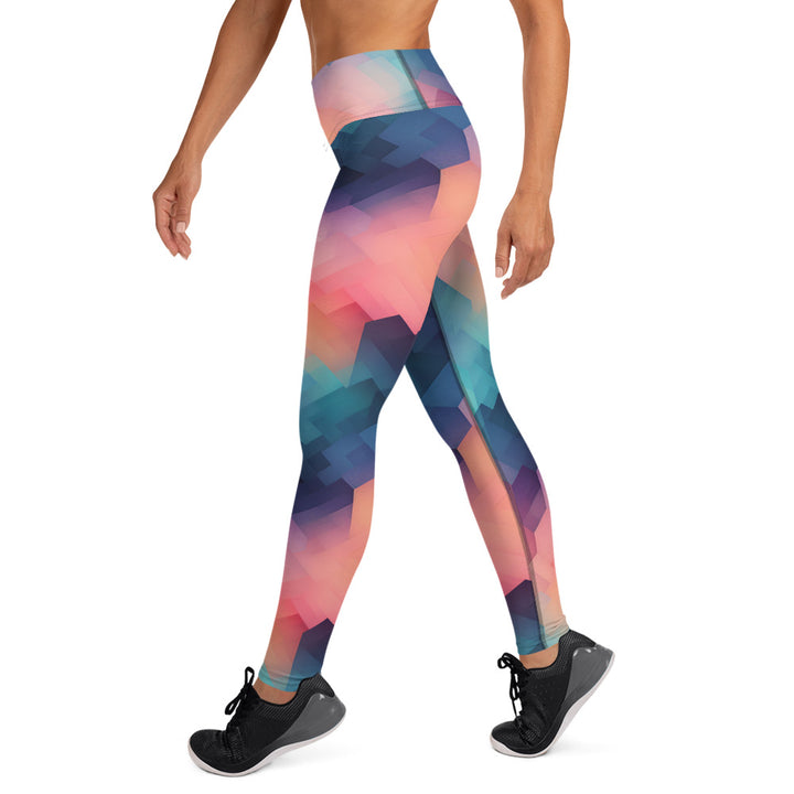 [GeoModa] Cubic Blush Yoga Leggings Leggings The Hyper Culture