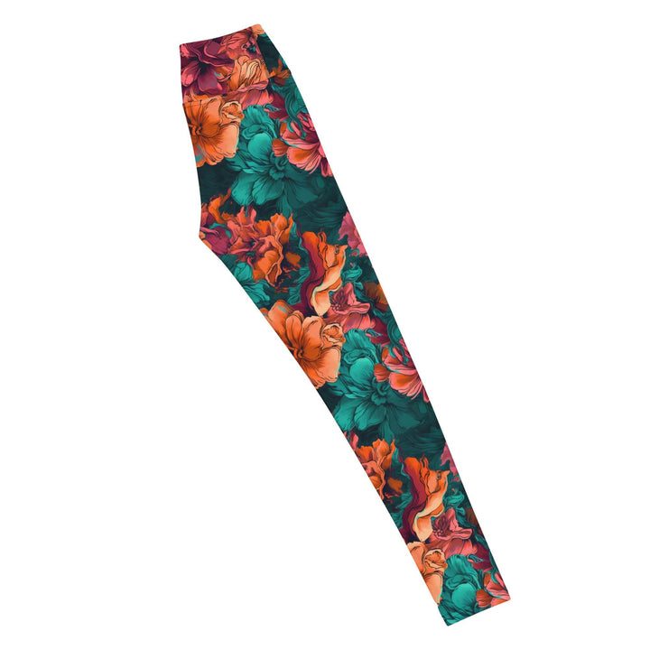 [Floral Bloom] Emerald Bliss Yoga Leggings Leggings The Hyper Culture