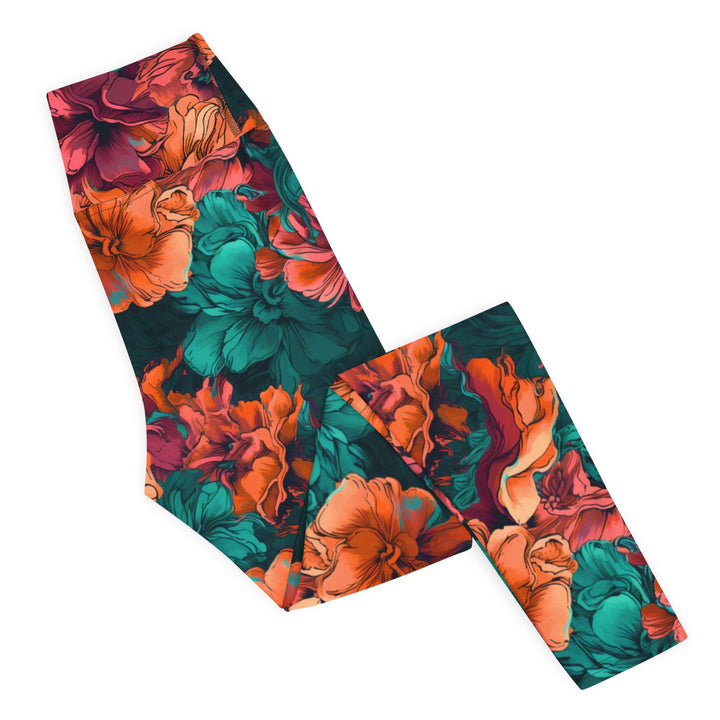 [Floral Bloom] Emerald Bliss Yoga Leggings Leggings The Hyper Culture