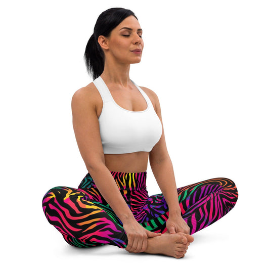 [Wild Side] Neon Zebra Yoga Leggings Leggings The Hyper Culture
