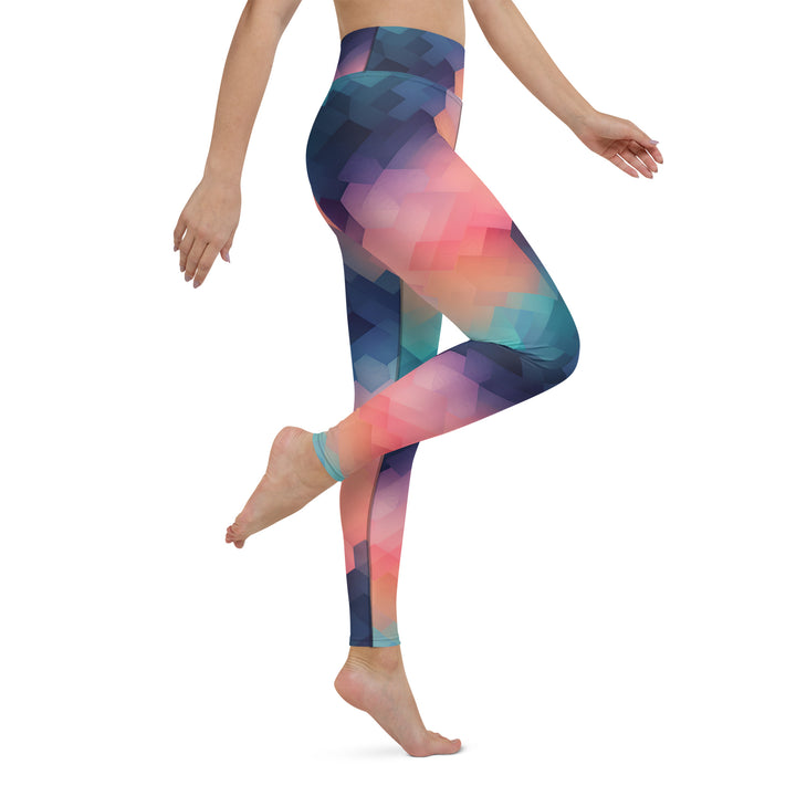 [GeoModa] Cubic Blush Yoga Leggings Leggings The Hyper Culture