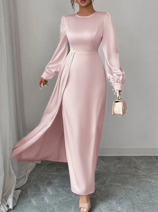 Satin Long Sleeve Maxi Dress The Hyper Culture Satin Long Sleeve Maxi Dress The Hyper Culture