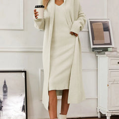 V-Neck Cami Dress & Cardigan Sweater Set