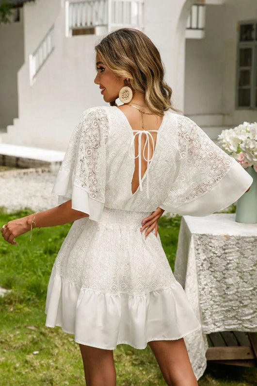 floral lace cutout dress Airy Sunveil Floral Lace Cut Out Mini Dress VICI