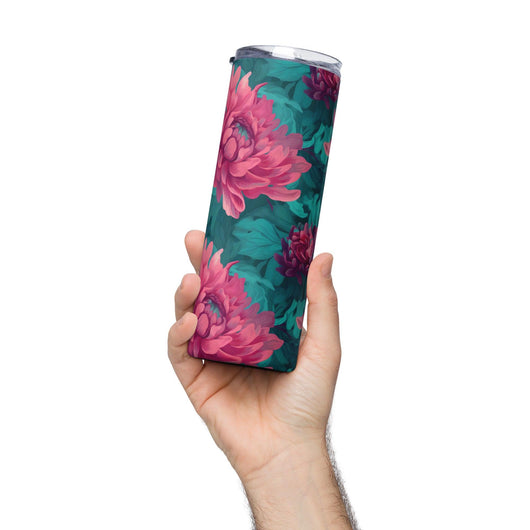 [Floral Bloom] Pink Dahlia Stainless steel tumbler Tumblers The Hyper Culture