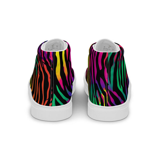 [Wild Side] Neon Zebra Women’s High Top Canvas Shoes Shoes The Hyper Culture
