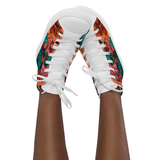 [Floral Bloom] Lumina Women’s high top canvas shoes Shoes The Hyper Culture