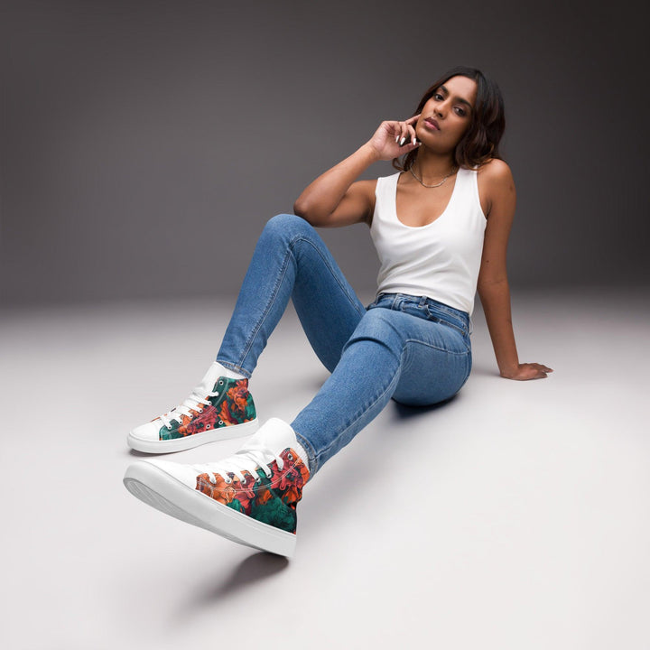 [Floral Bloom] Lumina Women’s high top canvas shoes Shoes The Hyper Culture