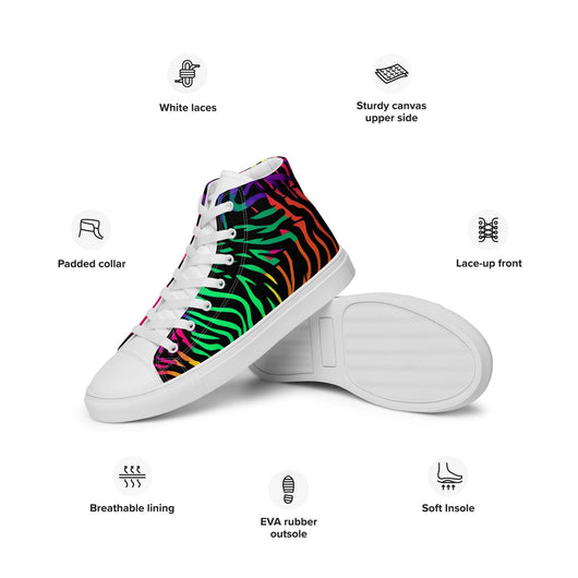 [Wild Side] Neon Zebra Women’s High Top Canvas Shoes Shoes The Hyper Culture