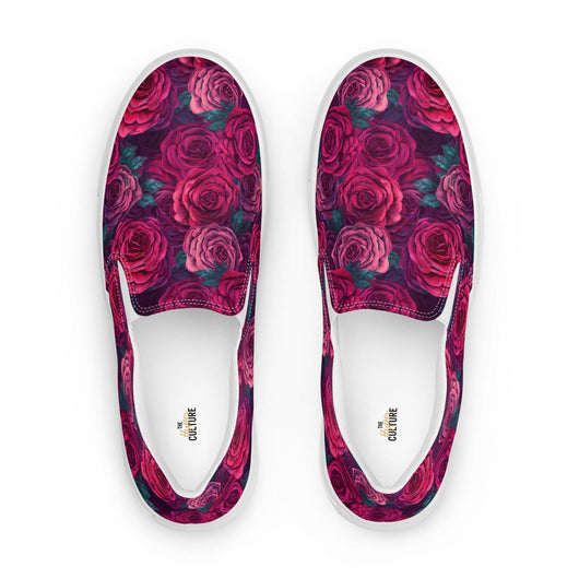 [Floral Bloom] Rose Women’s slip-on canvas shoes Shoes The Hyper Culture