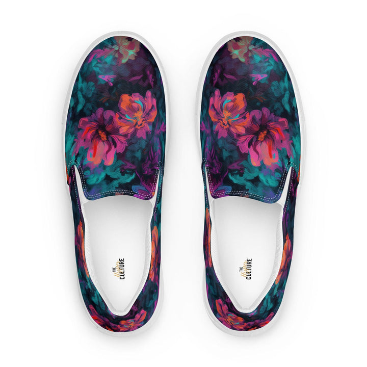 [Floral Bloom] Neon Bloom Women’s slip-on canvas shoes Shoes The Hyper Culture