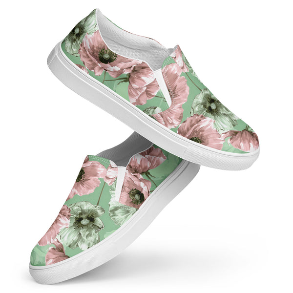 [Floral Bloom] Pastel Blossoms Women’s Slip-on Canvas Shoes