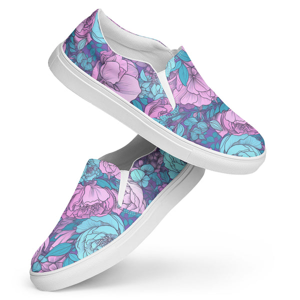 [Floral Bloom] Azure Spree Women’s Slip-on Canvas Shoes