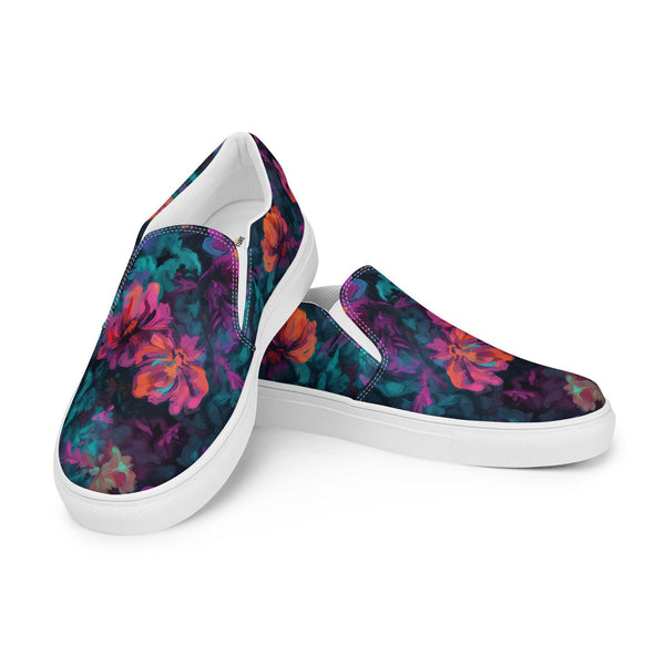 [Floral Bloom] Neon Bloom Women’s slip-on canvas shoes Shoes The Hyper Culture