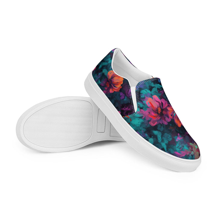 [Floral Bloom] Neon Bloom Women’s slip-on canvas shoes Shoes The Hyper Culture